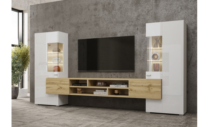 Sekcija COBY 247JMB10 Biały Połysk / Dąb Wotan